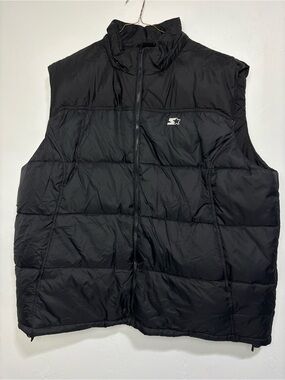 Starter Puffer Vest Jacket Black Down 2XL Full Zip Men's Vintage